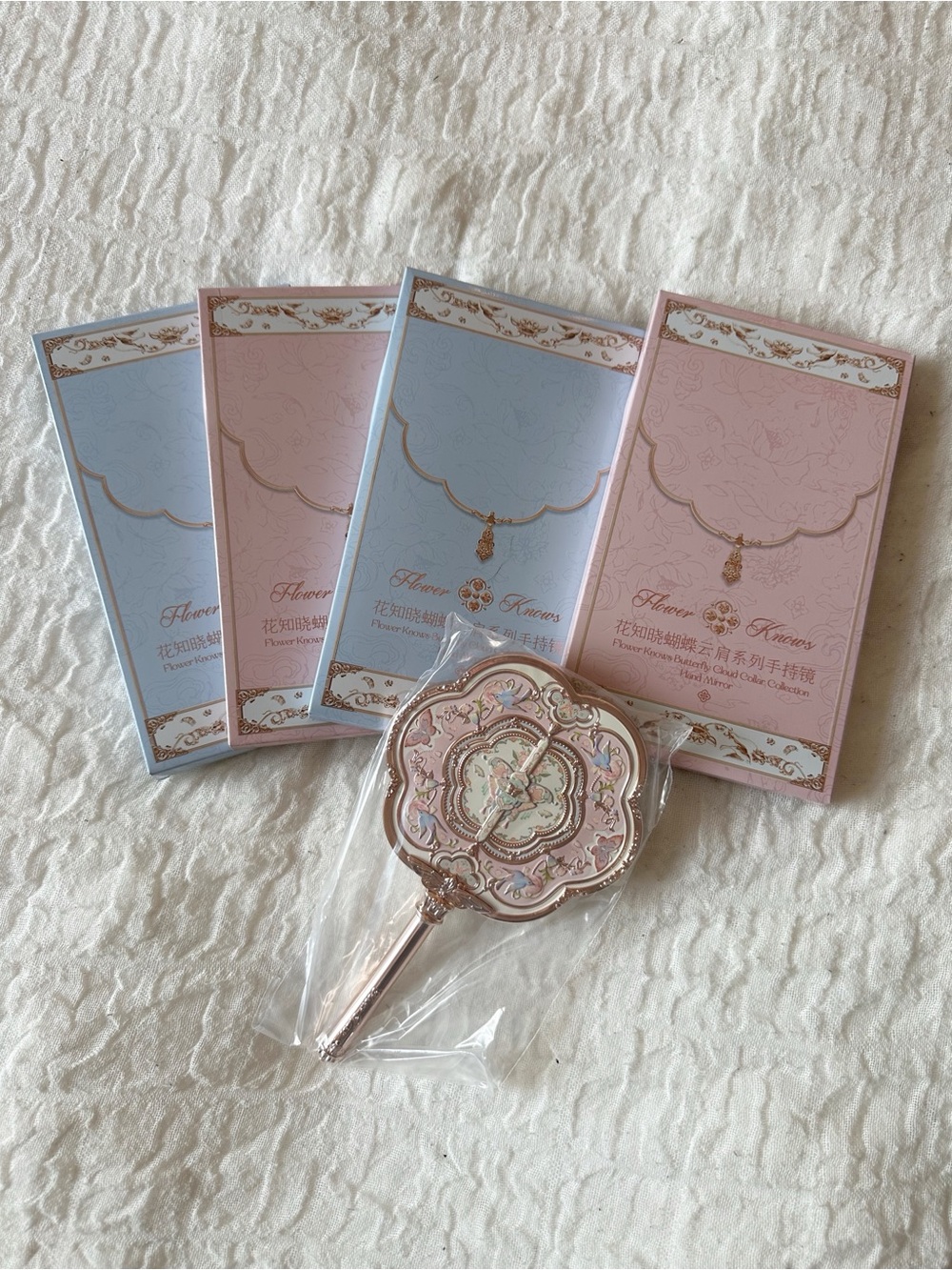 Brand New Flower Knows Butterfly Cloud Collar Hand Mirror Pink
